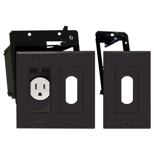 Décor Recessed Receptacle Double Gang Kit and Décor Wireport™, Black