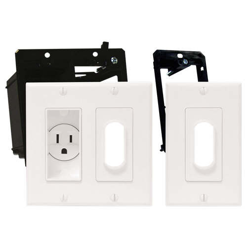 Décor Recessed Receptacle Double Gang Kit and Décor Wireport™, White