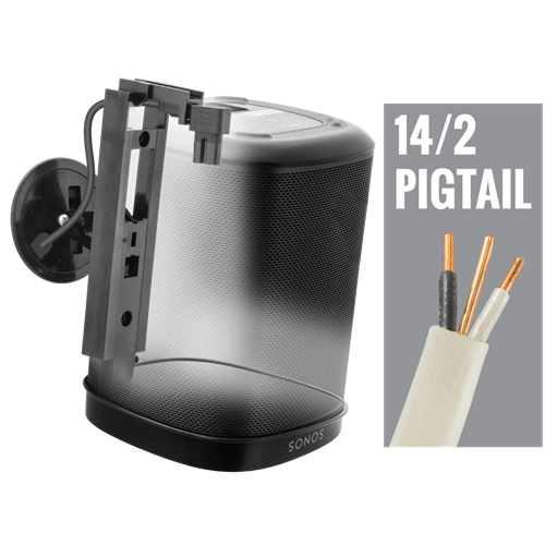Wall & Hidden Power for Sonos One & One 15', Black, WIP, With 1 Interconnect ||