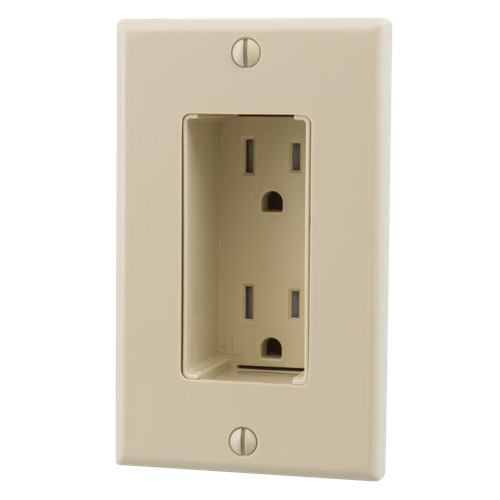 Tamper Resistant Discreet Decor Recessed Outlet, Ivory