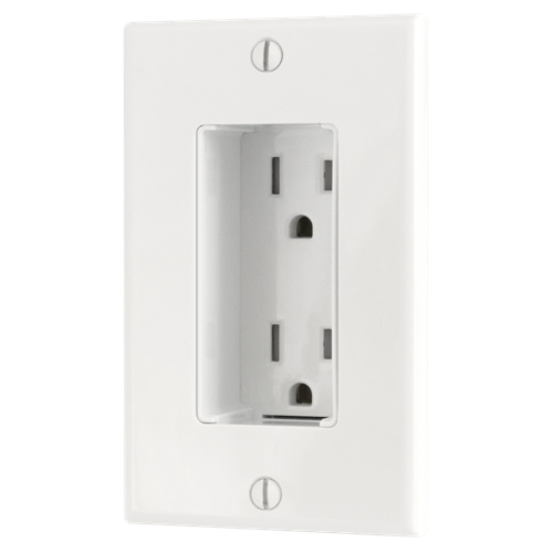 Tamper Resistant Discreet Decor Recessed Outlet, White
