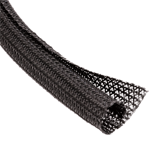 3/4" Dia. x 50' Black Wire Braided Wrap Split Sleeving