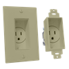 Single Gang Décor Recessed Receptacle, Ivory