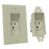 Single Gang Décor Recessed Receptacle, Light Almond